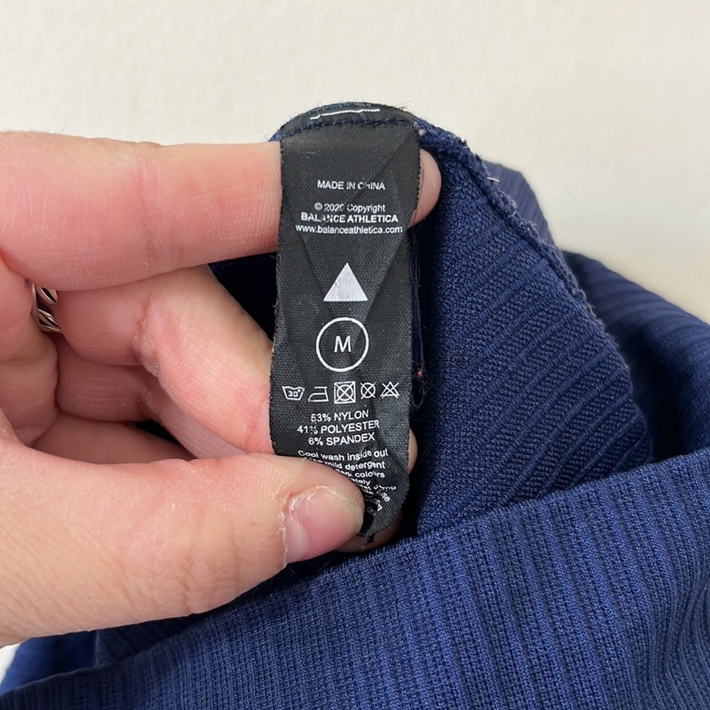 Balance Athletica Linear High Rise Ribbed Navy Full Length Leggings Size Medium - Picture 8 of 8